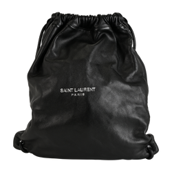 Drawstring Backpack, Leather, Black, 1218, DB/P, 3*